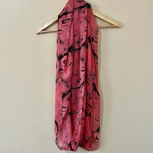 Y2K| Pink Flowy Long Marilyn Monroe Print Infinity Scarf  36” Black Pattern